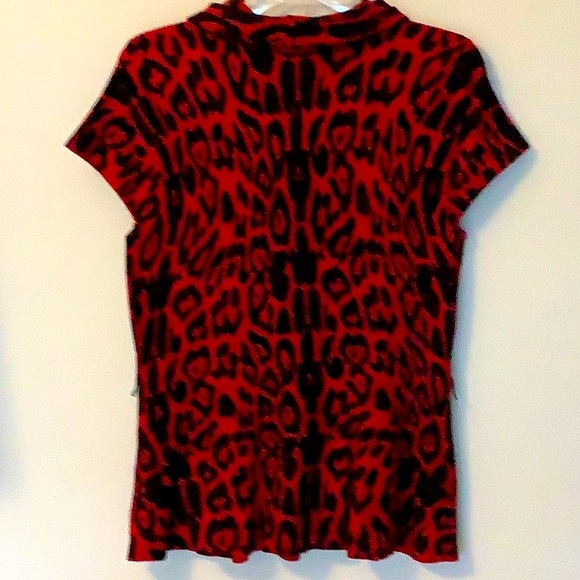 INC Red/Black Animal Print Cap Sleeve Sweater (NWOT) - Picture 2 of 7